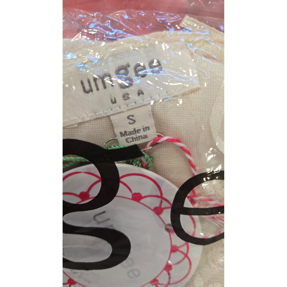 NWT Umgee Cream Lace Trim Short Sleeve Tunic Dress Women's Small - Picture 11 of 11